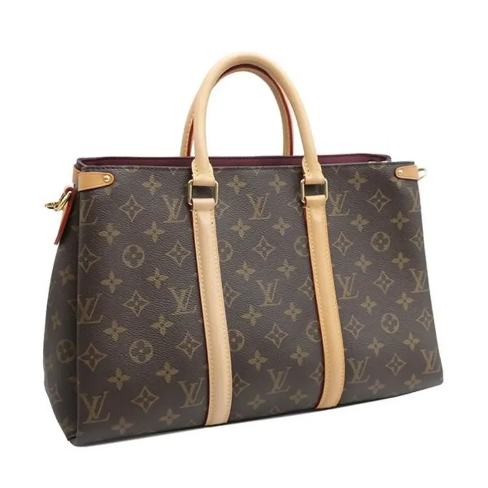 Louis Vuitton Saffron MM 2 Way HandBag Monogram Brown